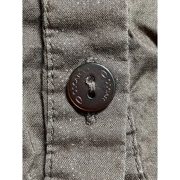 Oscar Oscar De La Renta Company Large Blouse Brown Sleeveless Ruffled Button Up - Picture 6 of 8